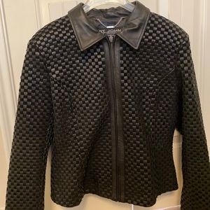 St Johns woven leather coat